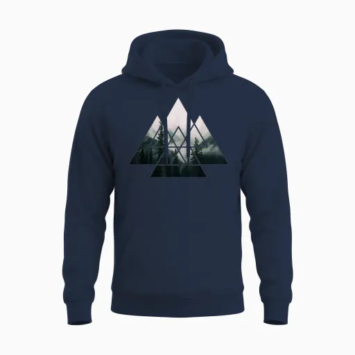 Wald Natur Quadrat Minimalismus Klimaschutz Mountain Environment Tree Unisex Hoodie - Navy