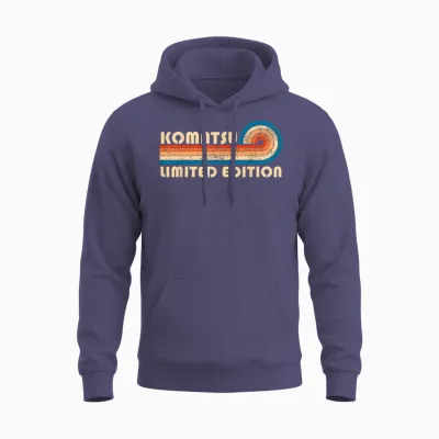 Komatsu Retro 70s 80s Sunset Stripe Unisex Hoodie - Heather Sport Dark Navy