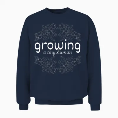 Growing a Tiny Human Pregnancy Announcement Mom Unisex Sweatshirt - Navy