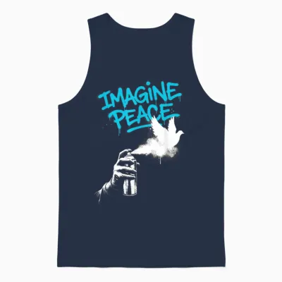 Imagine Peace Spray Paint Dove Urban Art Style Unisex Tank Top - Navy