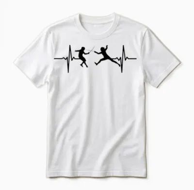Fencing Game Fencer Sports Cardiogram Fencing T-Shirt, White, S Unisex T-Shirt - White