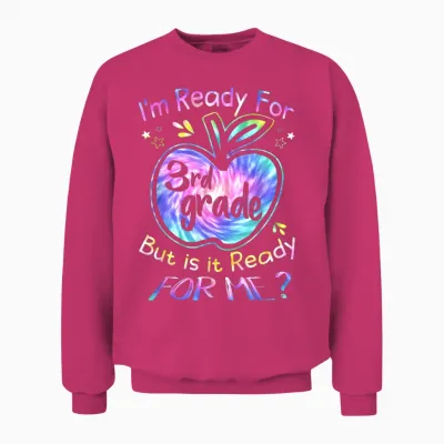 Ready for 3rd Grade Tie Dye Back to School Hello Third Grade Unisex Sweatshirt - Heliconia