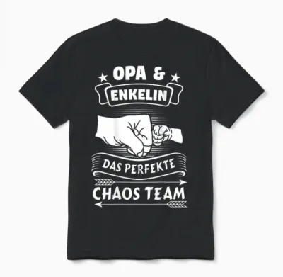 Grandpa & Enkelin Das Perfekte Chaos Team Partner Look Grandad T-Shirt, Black, S Unisex T-Shirt - Black