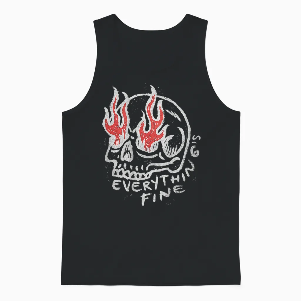 Backprint Streetwear Mode Vintage Damen Herren Schädel Skull Unisex Tank Top in Black