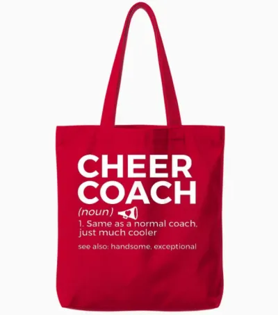 Lustiger Cheer Coach Definition Cheerleading Tote Bags - Red