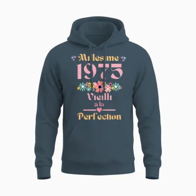 49 Ans Femme 1975 Idée Cadeau Anniversaire Drôle Humour Mama T-Shirt, Black, Female X-Small Unisex Hoodie - Dark Heather