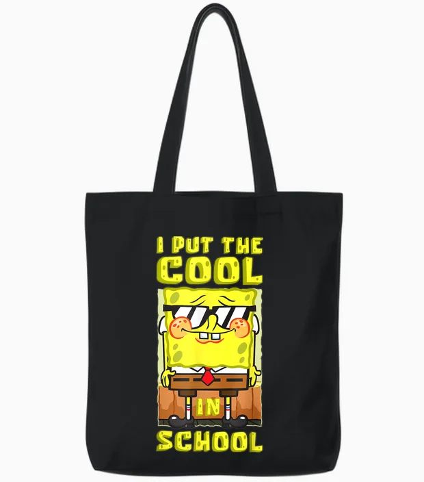 Mademark X Spongebob Squarepants - Spongebob Back to School I Put the Cool in School Boys Gift Tote Bags in Black