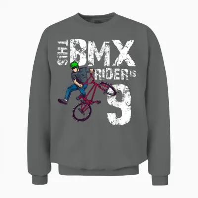 Dieser Bmx-Fahrer Ist 9 Jahre Alt, Passender Geburtstags-Fahrradliebhaber Unisex Sweatshirt - Graphite Heather