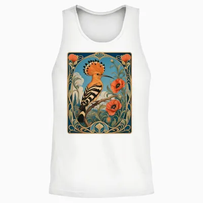 Huppe Oiseau Art Nouveau Floral Style Vintage Unisex Tank Top - White