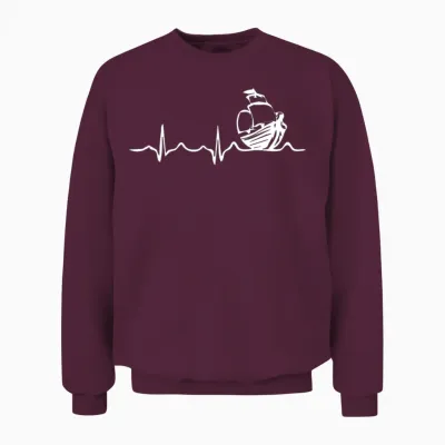 Sailing Heartbeat Boat Funny Boating Sailor Gift Unisex Sweatshirt - Maroon