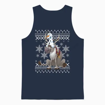 Disney Frozen Olaf Sven Riding Antler Unisex Tank Top - Navy