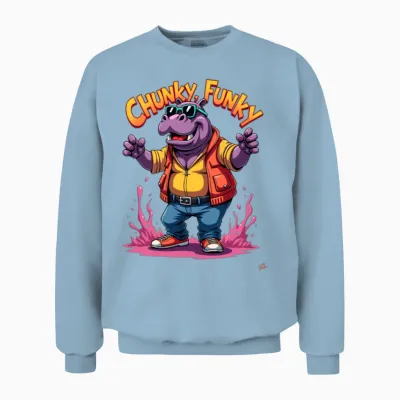 Chunky Funky Hippo Unisex Sweatshirt - Light Blue