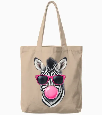Zebra Design T-Shirt Women's Funny with Saying Children's Girls' Tote Bags - Natural