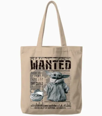 Star Wars Mandalorian Wanted the Child Tote Bags - Natural