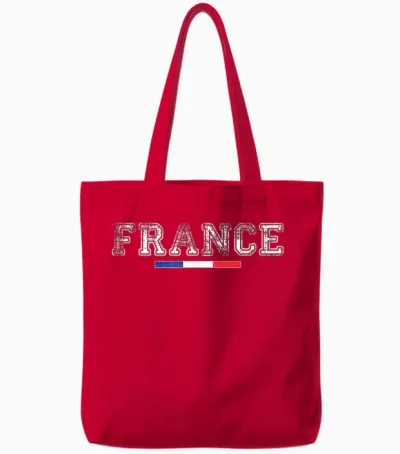 France Flag French Tote Bags - Red