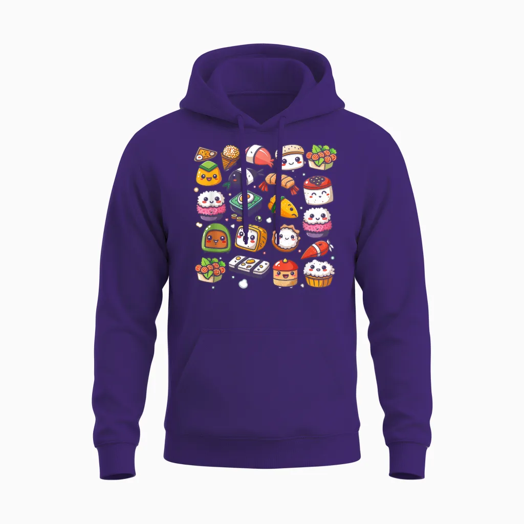 Kawaii Anime Sushi Für Kinder, Liebhaber Koreanischer Küche, Koreanische Kultur Unisex Hoodie in Purple