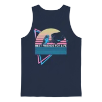 Budgie Parakeet Retro Unisex Tank Top - Navy – 1