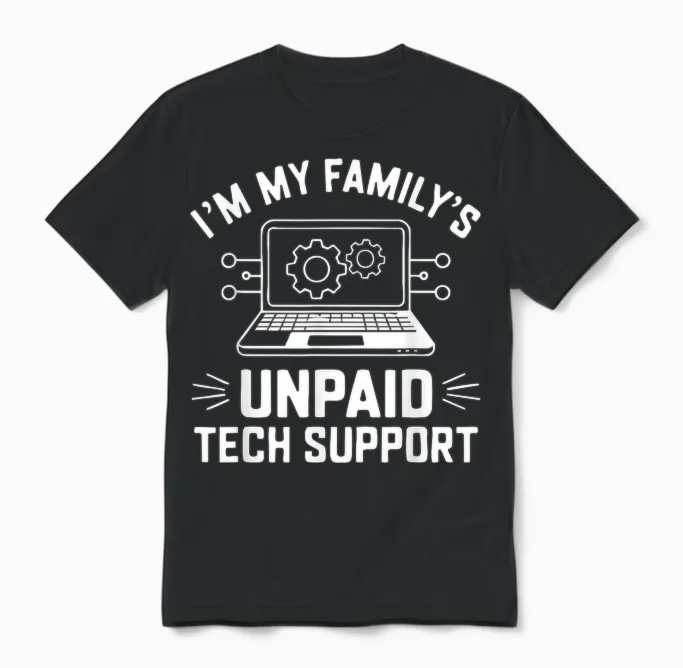 I'm My Family's Unpaid Tech Support Funny Computer Engineer Unisex T-Shirt in Black