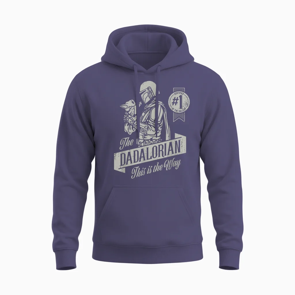 Star Wars the Mandalorian and Grogu Dadalorian Father’s Day Unisex Hoodie in Heather Sport Dark Navy