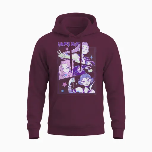 Kpop Demon Hunters Huntr/x Officially Licensed Unisex Hoodie - Maroon