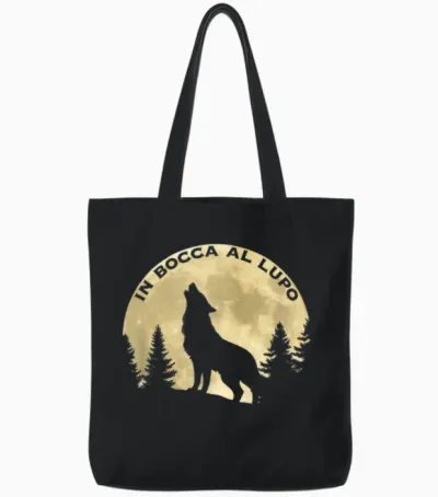 In Bocca Al Lupo Symbole Italien Idiome Bonne Chance Tote Bags - Black