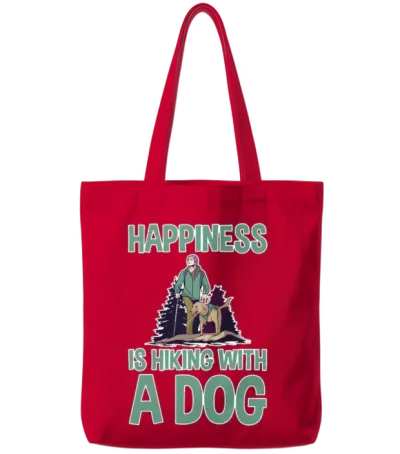 Happiness Is Hiking with a Dog 2 Tote Bags - Red