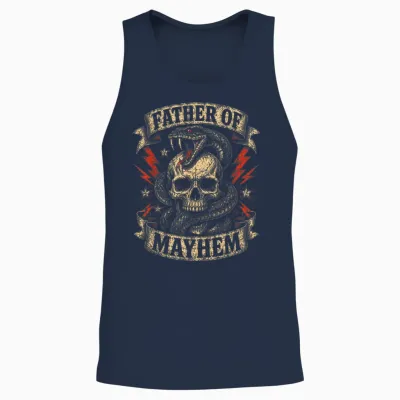 Father's Day Father of Mayhem Funny Dad Matching Family Unisex Tank Top - Navy