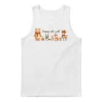 Cute Woodland Animals Happy Fall Y'all Unisex Tank Top - White – 1