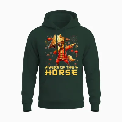 Chinese New Year 2026 Year of the Horse Happy New Year Unisex Hoodie - Forest