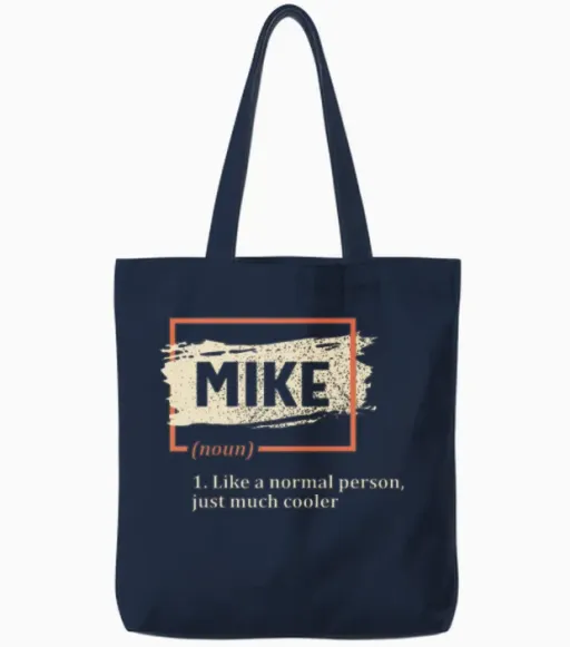 Mike Definition Funny Name Mike Tote Bags in Navy