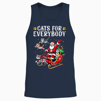 Cats for Everybody Christmas Cat Funny Xmas Men Women Santa Unisex Tank Top - Navy
