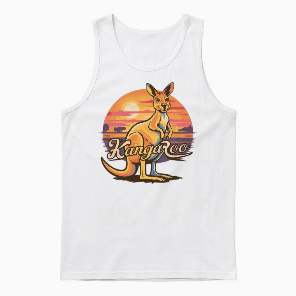 Funny Kangaroo Retro Vintage Unisex Tank Top - White