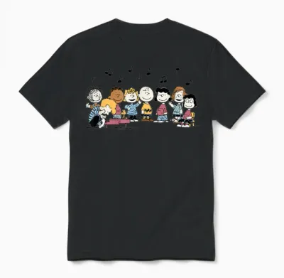 Peanuts - Schroeder Pigpen Franklin Lucy Charlie Sally Music Unisex T-Shirt - Black