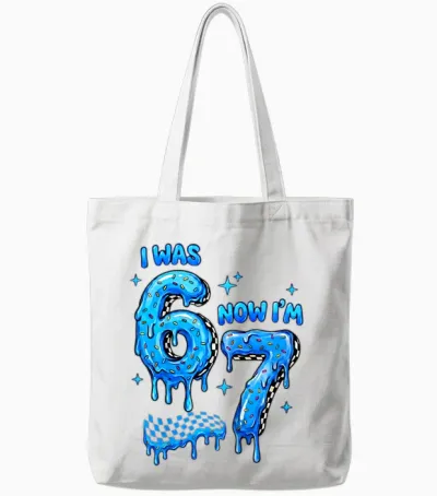 I Was 6 Now Im 7 Checkered Drip Funny Kids Boys 6 7 Birthday Tote Bags - White