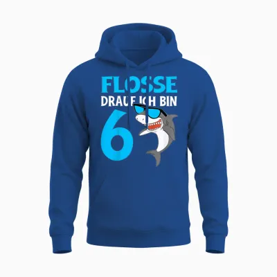 Kinder Geburtstagsshirt Hai Flosse Drauf 6 Jahre Junge 6 Geburtstag Unisex Hoodie - Royal