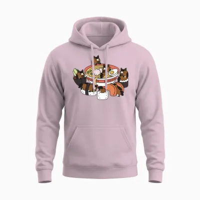 Horse Ramen Sushi Unisex Hoodie - Light Pink