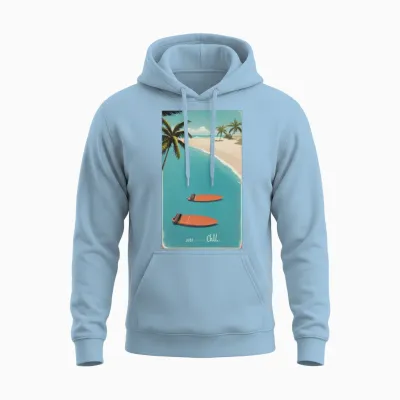 Just Chill Retro V1 Unisex Hoodie - Light Blue