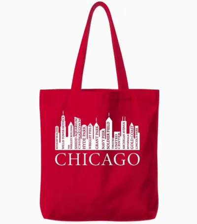 Chicago Buildings Tote Bags - Red