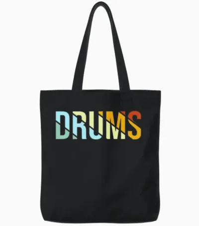 Drums Retro Tote Bags - Black