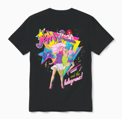 Jem and the Holograms Full Band Rocking Out 80's Rock Retro Unisex T-Shirt - Black