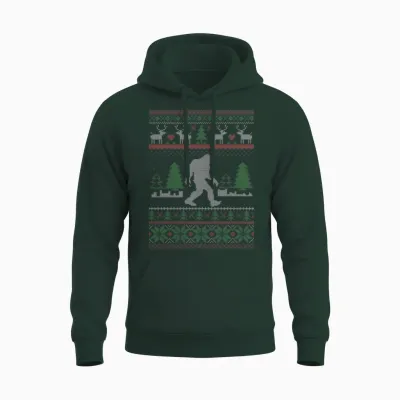 Sasquatch Ugly Christmas Unisex Hoodie - Forest