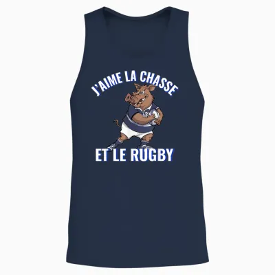 Boar Rugby Player for Hunting Lovers and Rugby T-Shirt, Black, S Unisex Tank Top - Navy