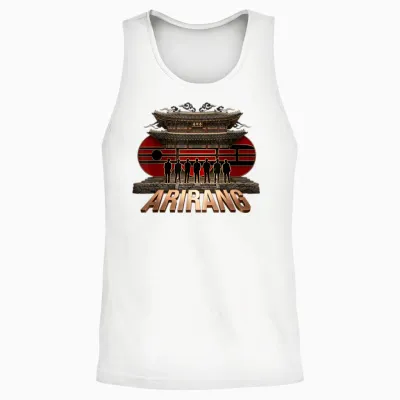 Retro Arirang Korean Hangul Basic Quote Unisex Tank Top - White