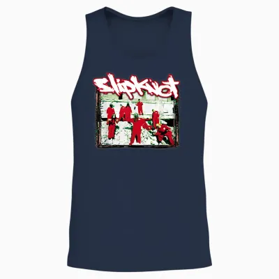 Offiziell Slipknot Rote Jumpsuits Retro Nu Metal Band Unisex Tank Top - Navy