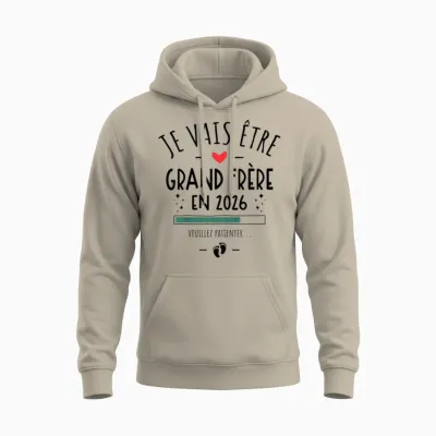 Enfant Je Va être Grand Frère 2026 - Announcement Pregnancy 2nd Unisex Hoodie - Sand
