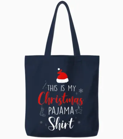 Funny Christmas Pj Pajama Men Women Pjs for Family Tote Bags - Navy