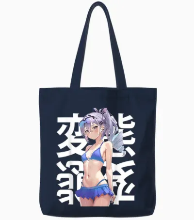 Anime Japonais Mignon Manga Kawaii Waifu Otaku Tote Bags - Navy