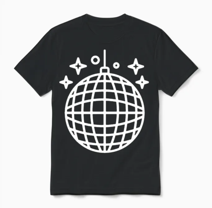 Disco at the Party Funny Unisex T-Shirt in Black