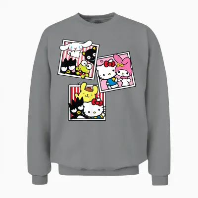 Hello Kitty and Friends Photo Booth Fun Short Sleeve Unisex Sweatshirt - Sport Grey
