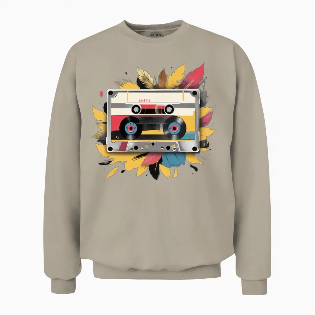 Vintage-Retro Cassette Tape Unisex Sweatshirt - Sand